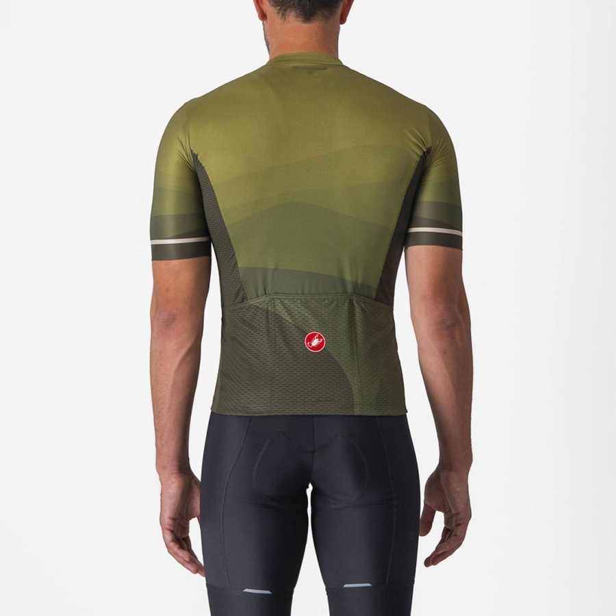 Men Castelli ORIZZONTE Jersey Deep Green / Olive / Silver | OZR-408276