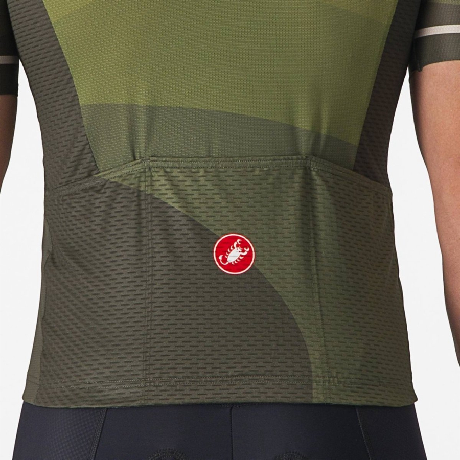 Men Castelli ORIZZONTE Jersey Deep Green / Olive / Silver | OZR-408276