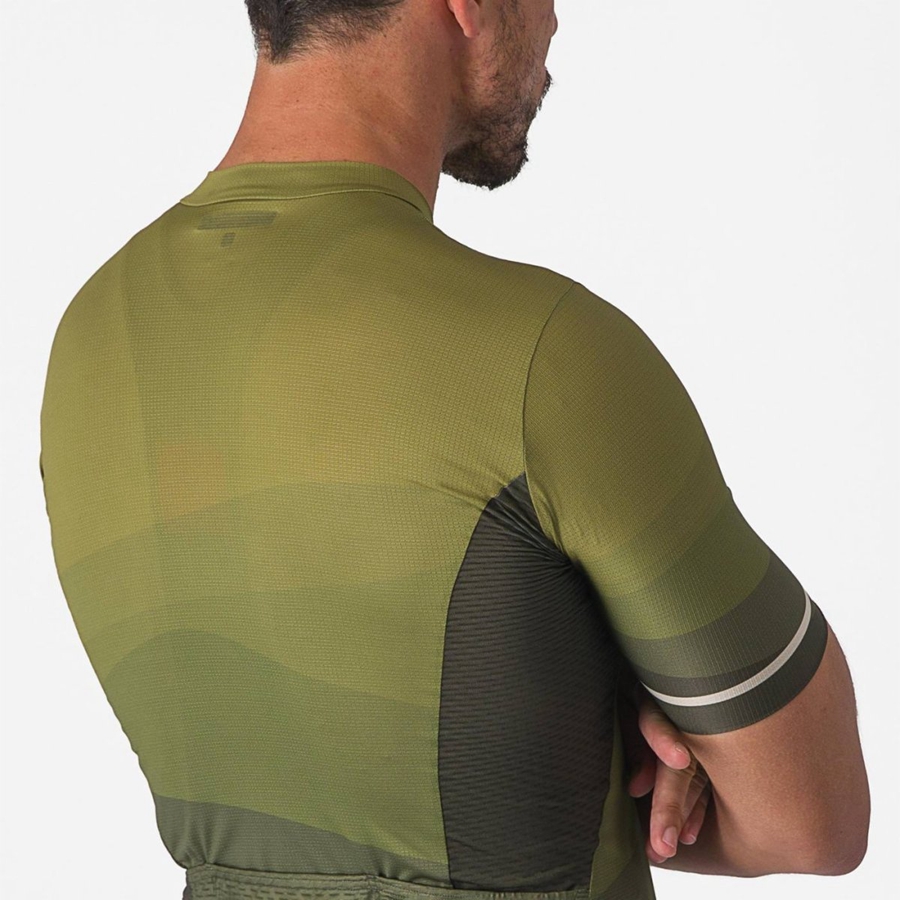 Men Castelli ORIZZONTE Jersey Deep Green / Olive / Silver | OZR-408276