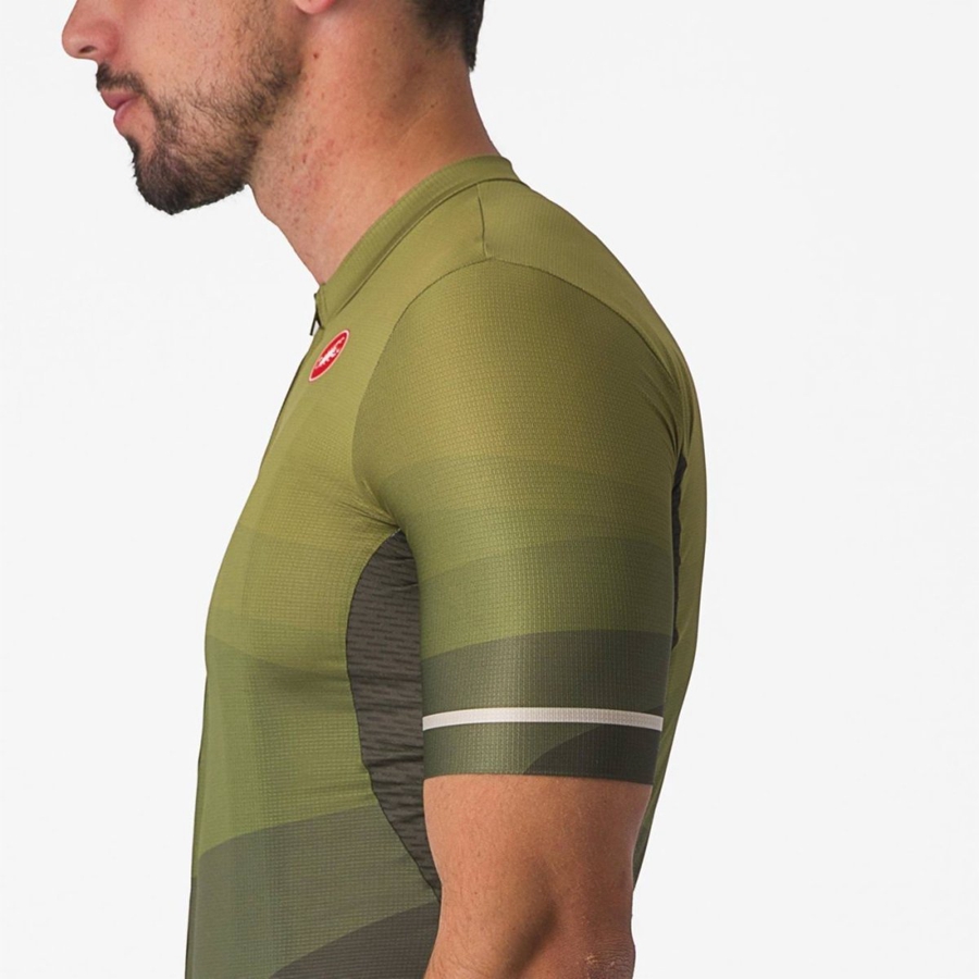 Men Castelli ORIZZONTE Jersey Deep Green / Olive / Silver | OZR-408276