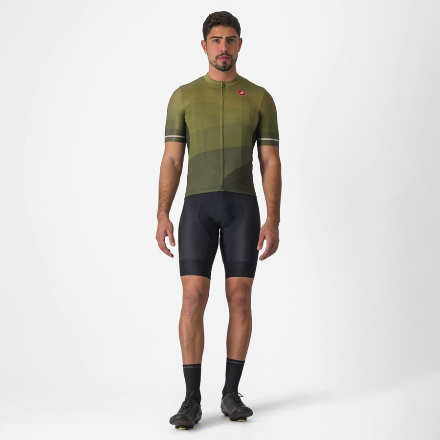 Men Castelli ORIZZONTE Jersey Deep Green / Olive / Silver | OZR-408276