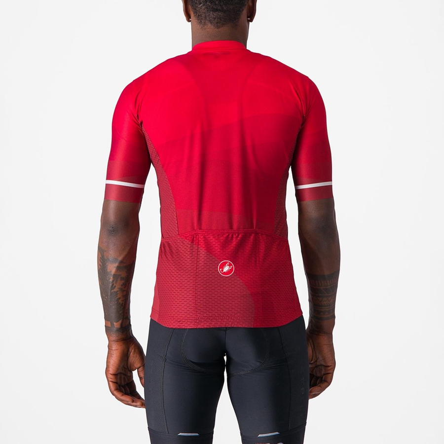 Men Castelli ORIZZONTE Jersey Red / Red / White | CID-013976