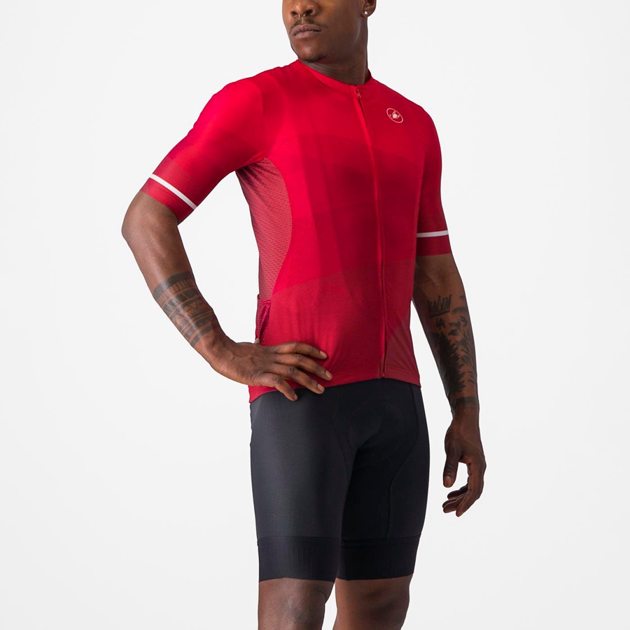 Men Castelli ORIZZONTE Jersey Red / Red / White | CID-013976