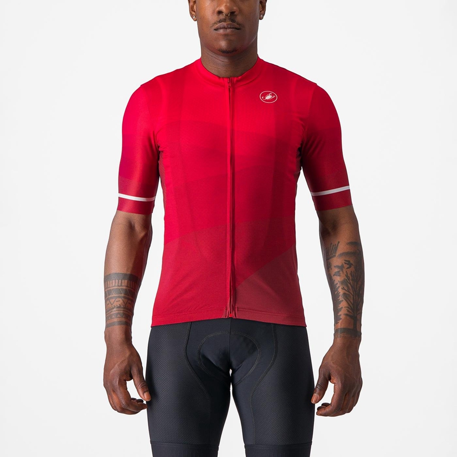 Men Castelli ORIZZONTE Jersey Red / Red / White | CID-013976