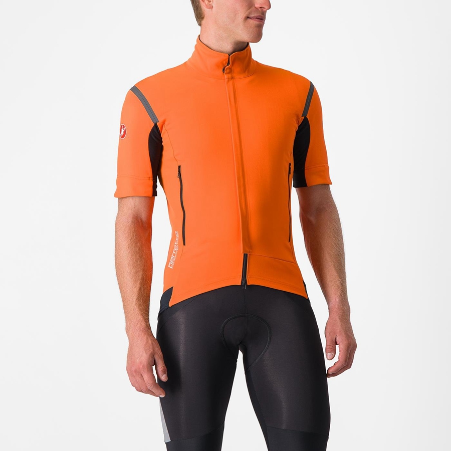 Men Castelli PERFETTO RoS 2 CONVERTIBLE Jackets Red Orange / Dark Grey | PIC-974562