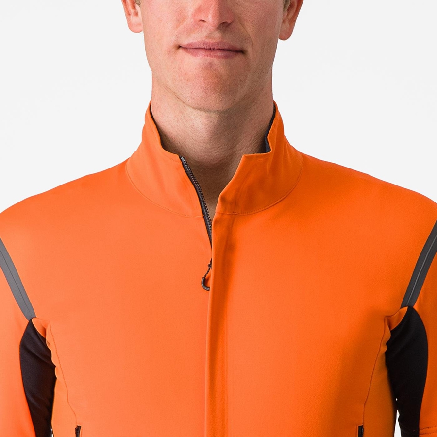 Men Castelli PERFETTO RoS 2 CONVERTIBLE Jackets Red Orange / Dark Grey | PIC-974562