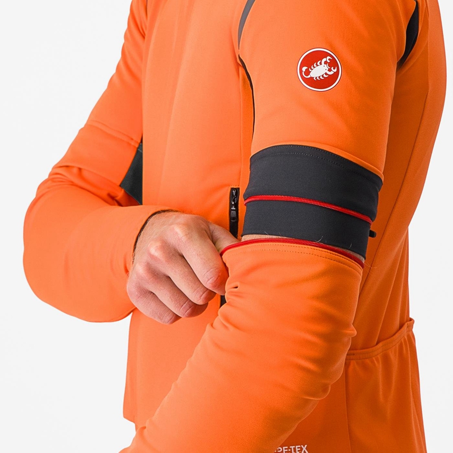 Men Castelli PERFETTO RoS 2 CONVERTIBLE Jackets Red Orange / Dark Grey | PIC-974562