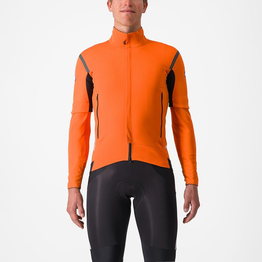 Men Castelli PERFETTO RoS 2 CONVERTIBLE Jackets Red Orange / Dark Grey | PIC-974562