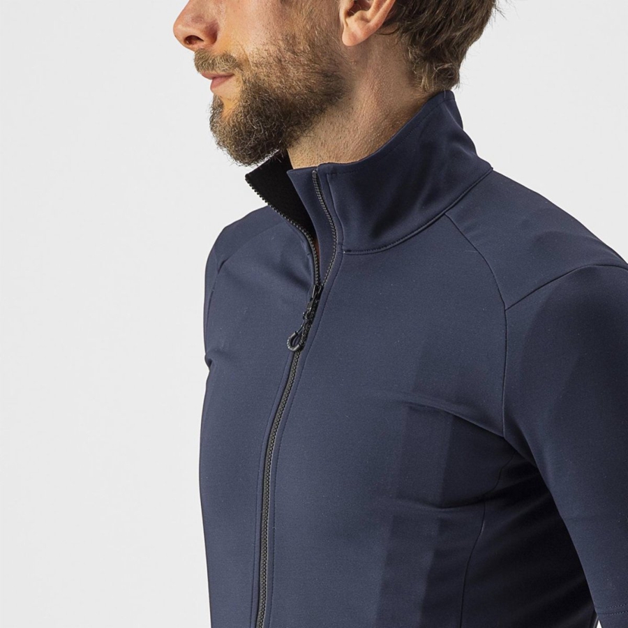 Men Castelli PERFETTO RoS 2 WIND Jackets Blue | OJP-409561