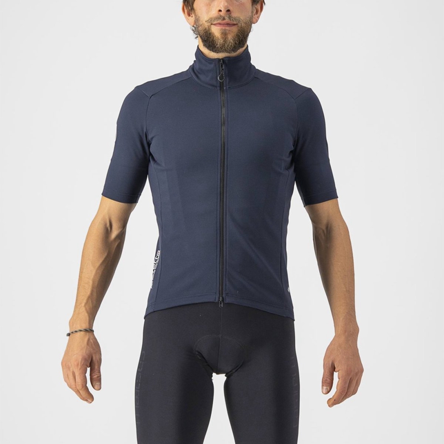 Men Castelli PERFETTO RoS 2 WIND Jackets Blue | OJP-409561