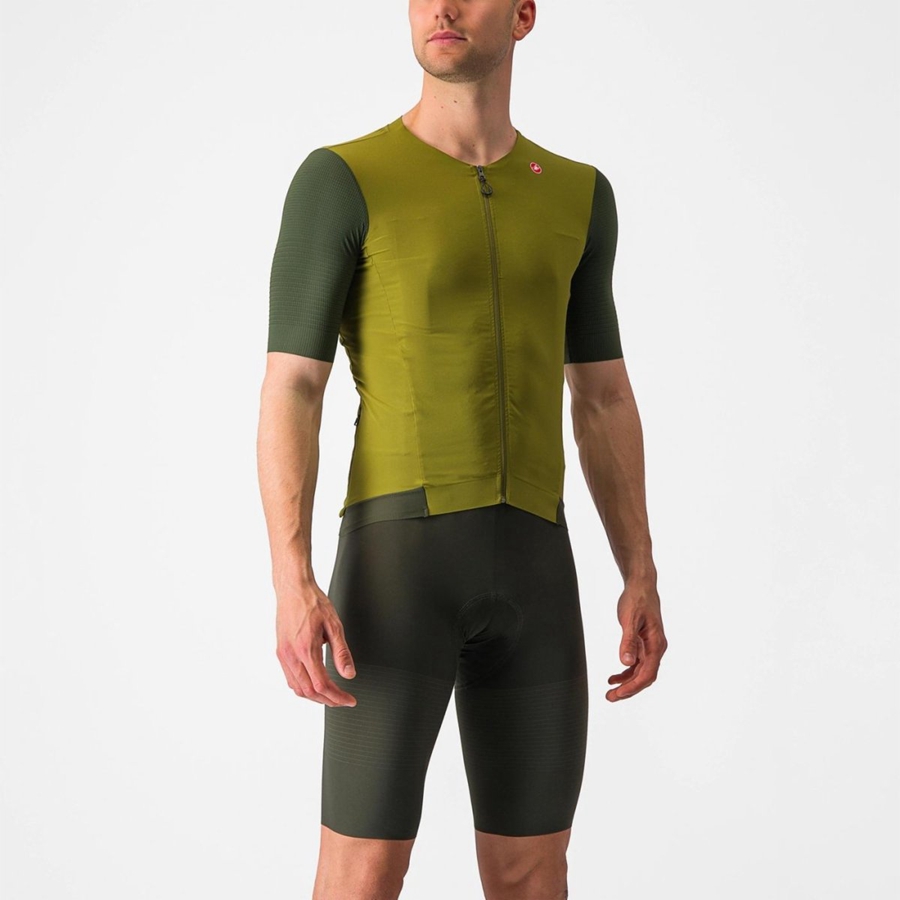 Men Castelli PREMIO Jersey Green / Deep Green | JYK-609374