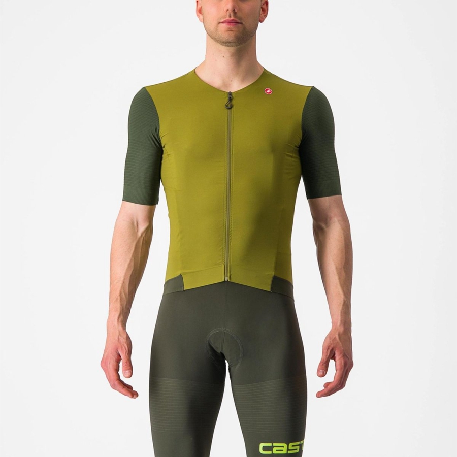 Men Castelli PREMIO Jersey Green / Deep Green | JYK-609374