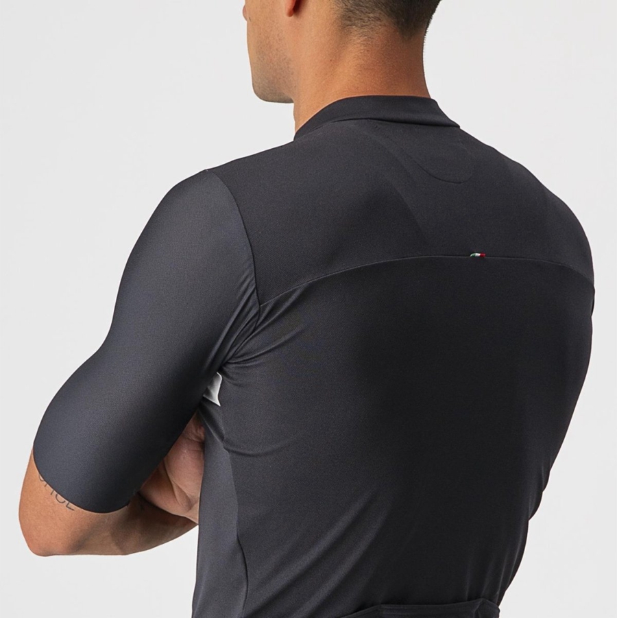 Men Castelli PROLOGO 7 Jersey Black / Silver Grey / White | XUY-037258