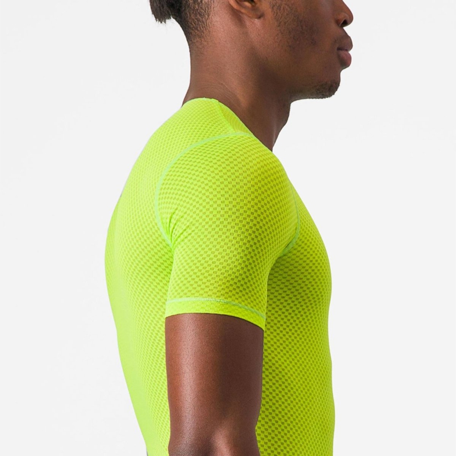 Men Castelli PRO MESH 2.0 SHORT SLEEVE Base Layer Light Green | NXU-584209