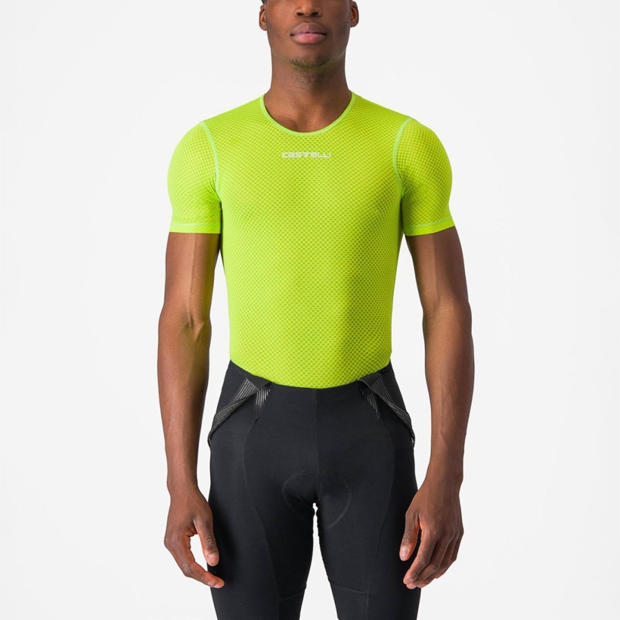 Men Castelli PRO MESH 2.0 SHORT SLEEVE Base Layer Light Green | NXU-584209