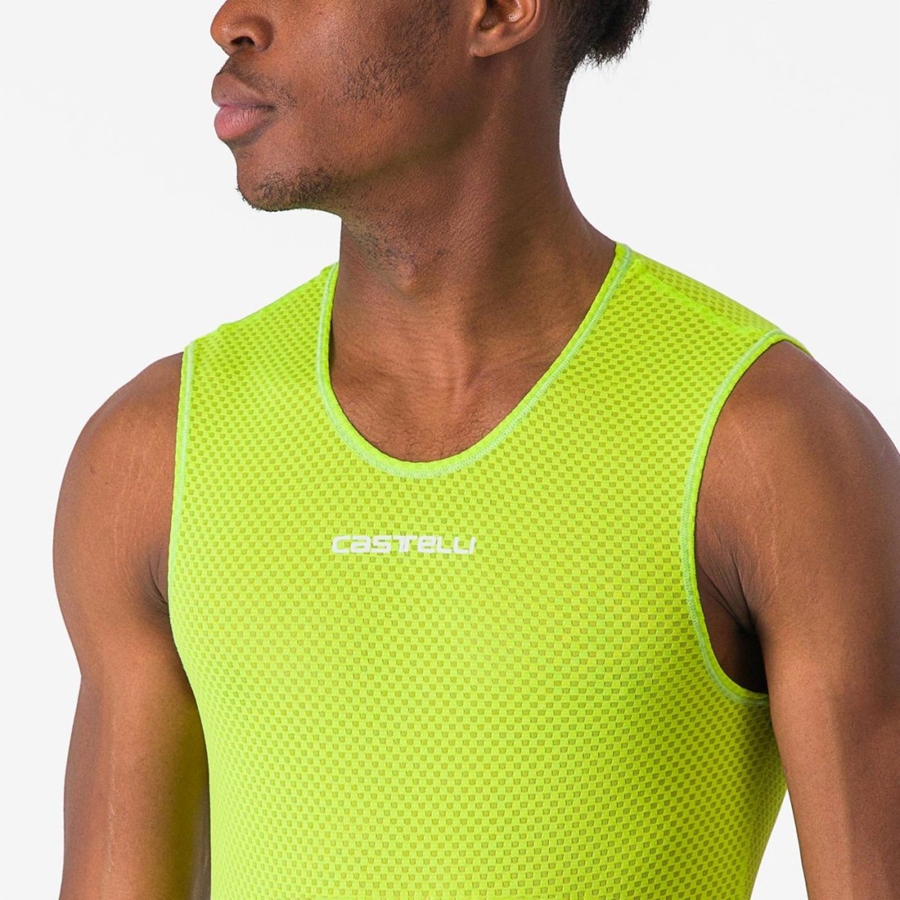 Men Castelli PRO MESH 2.0 SLEEVELESS Base Layer Light Green | SHV-916370