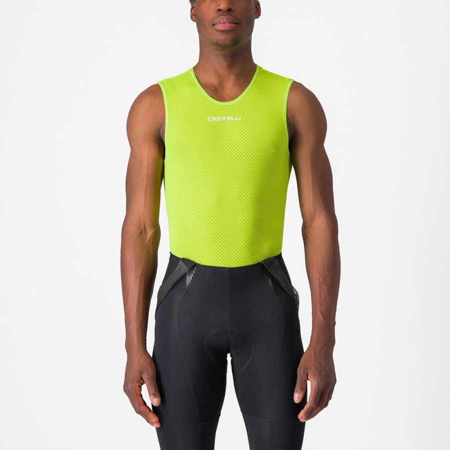 Men Castelli PRO MESH 2.0 SLEEVELESS Base Layer Light Green | SHV-916370