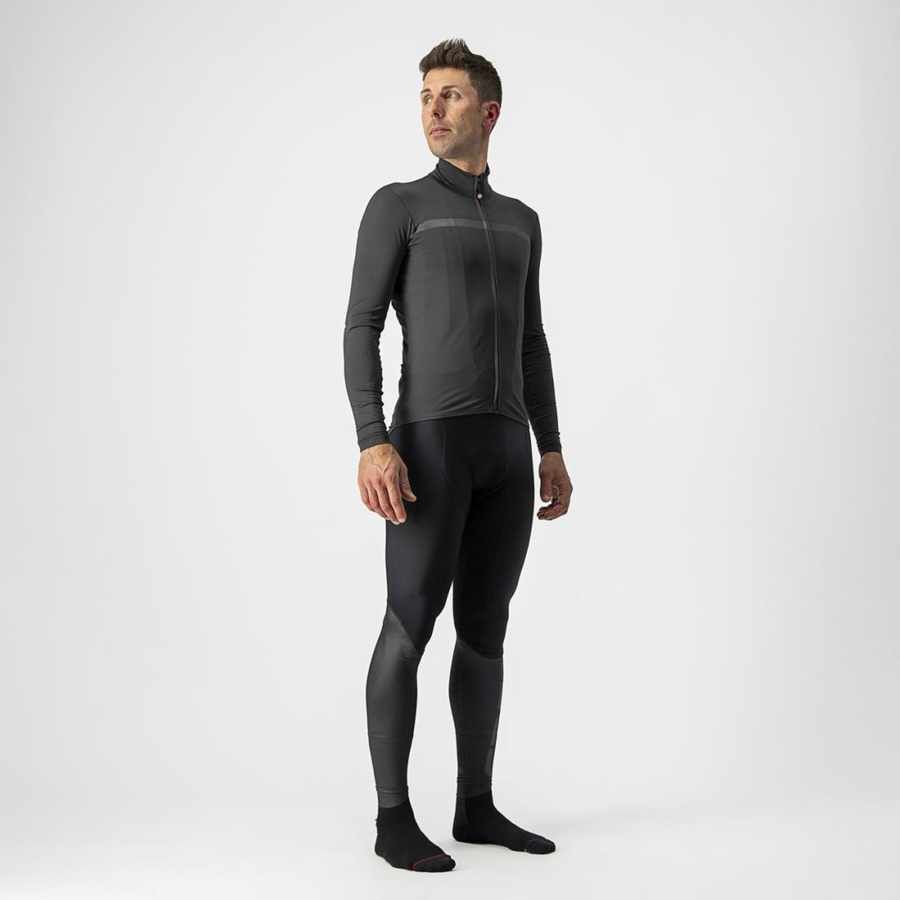 Men Castelli PRO THERMAL MID LS Jersey Dark Grey | IDV-789135