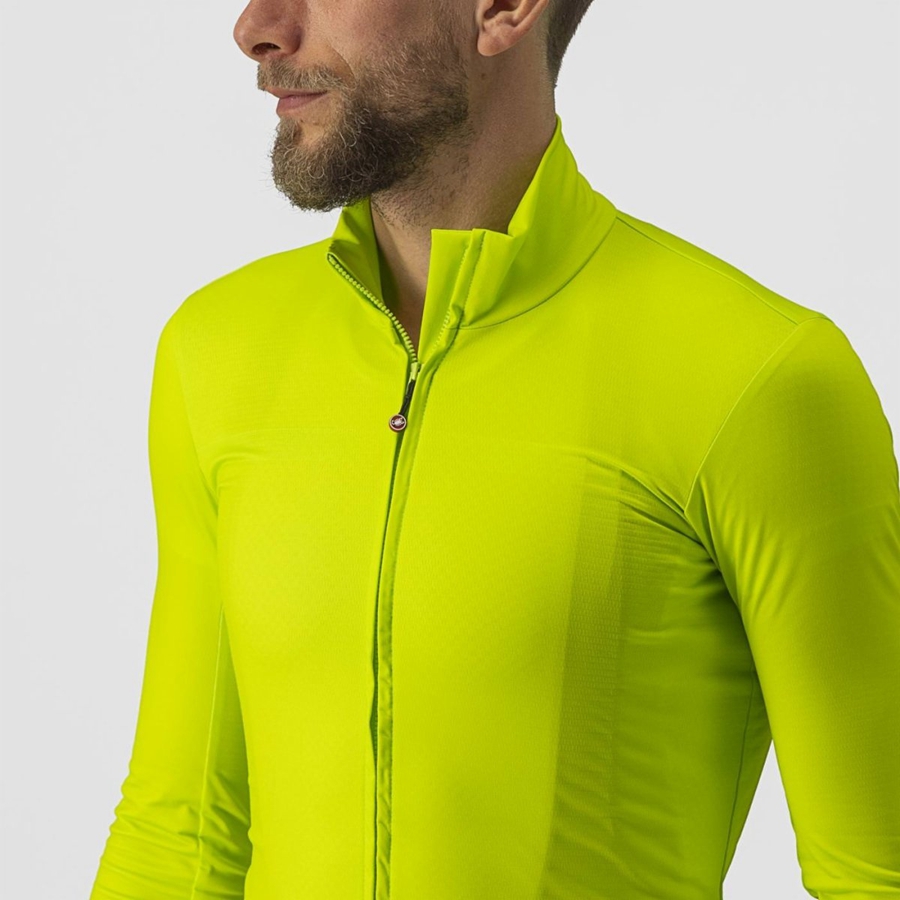 Men Castelli PRO THERMAL MID LS Jersey Light Green | NFV-709184