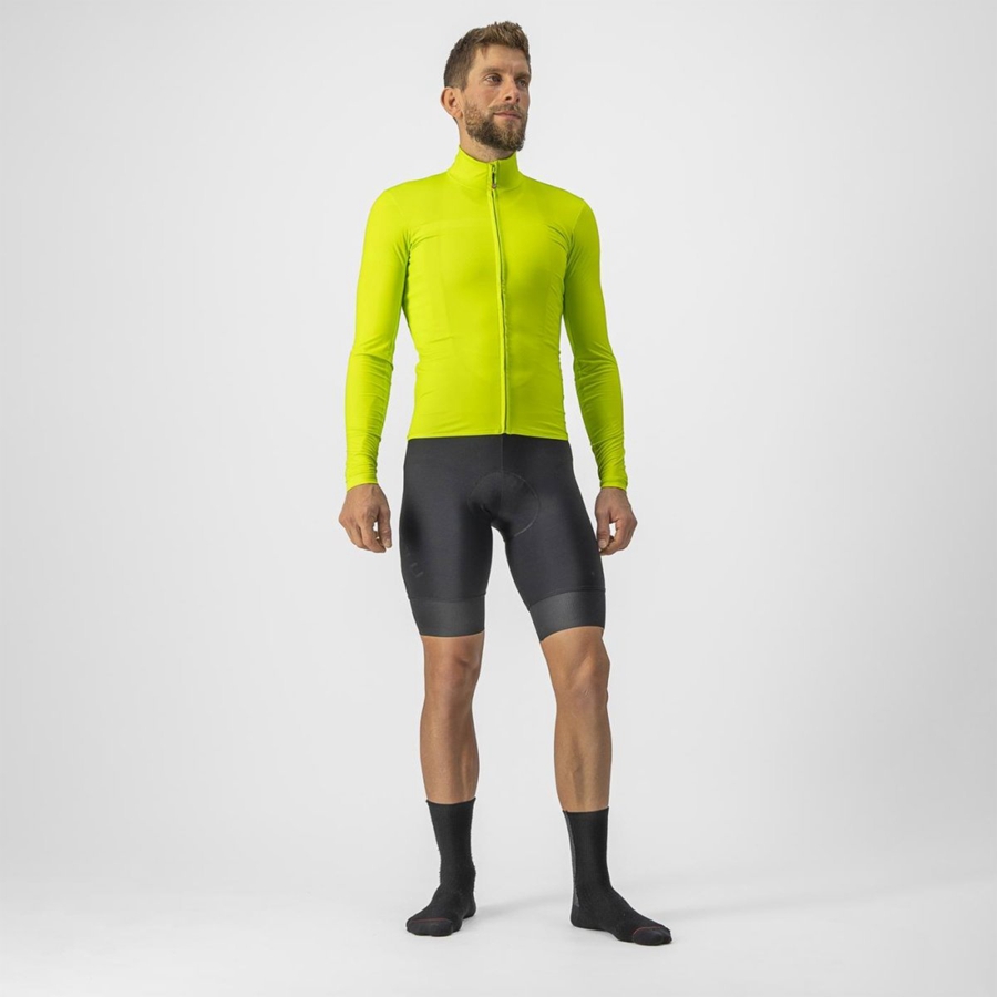 Men Castelli PRO THERMAL MID LS Jersey Light Green | NFV-709184