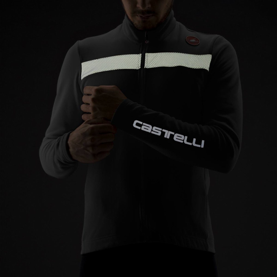 Men Castelli PURO 3 FZ Jersey Black / Silver | ATI-815724