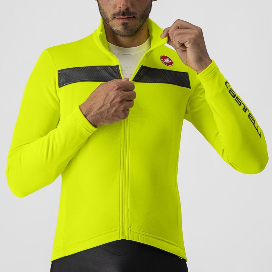 Men Castelli PURO 3 FZ Jersey Light Green / Silver | JMU-347692