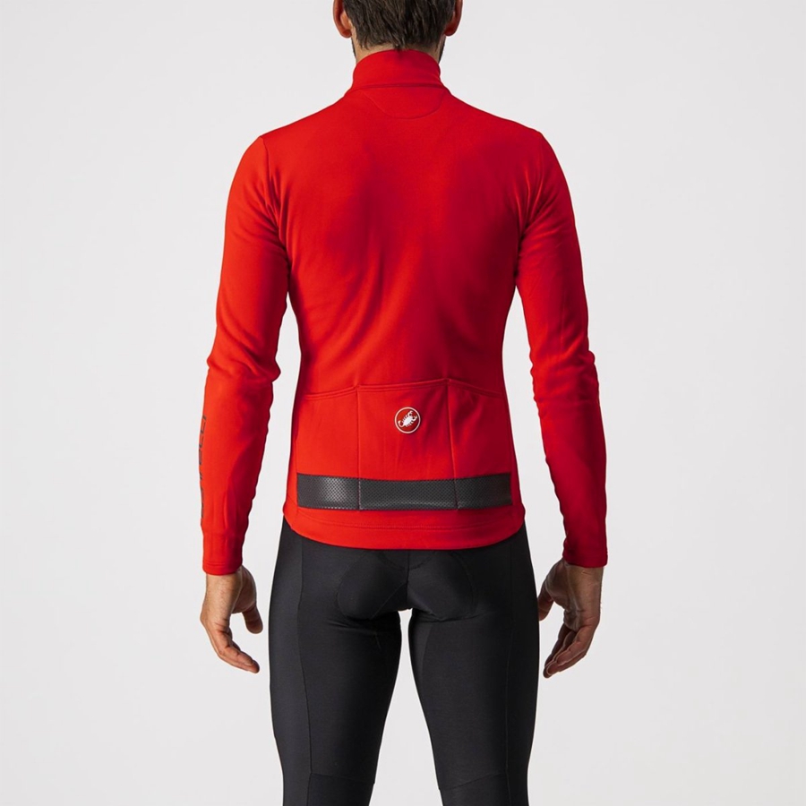 Men Castelli PURO 3 FZ Jersey Red / Black | INH-497162