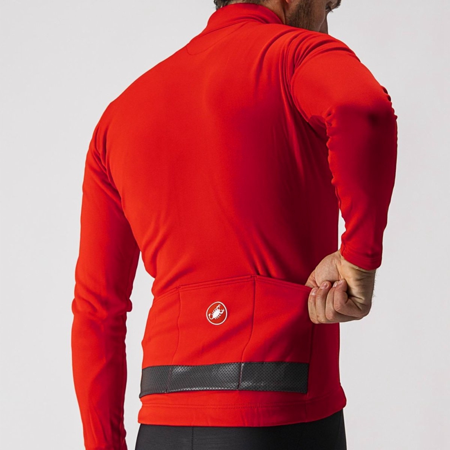 Men Castelli PURO 3 FZ Jersey Red / Black | INH-497162