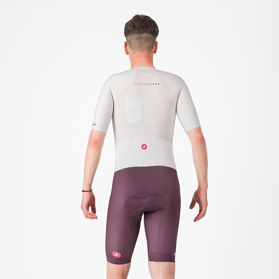 Men Castelli SANREMO BTW X2 Speedsuits Silver Grey Burgundy | OHG-587216