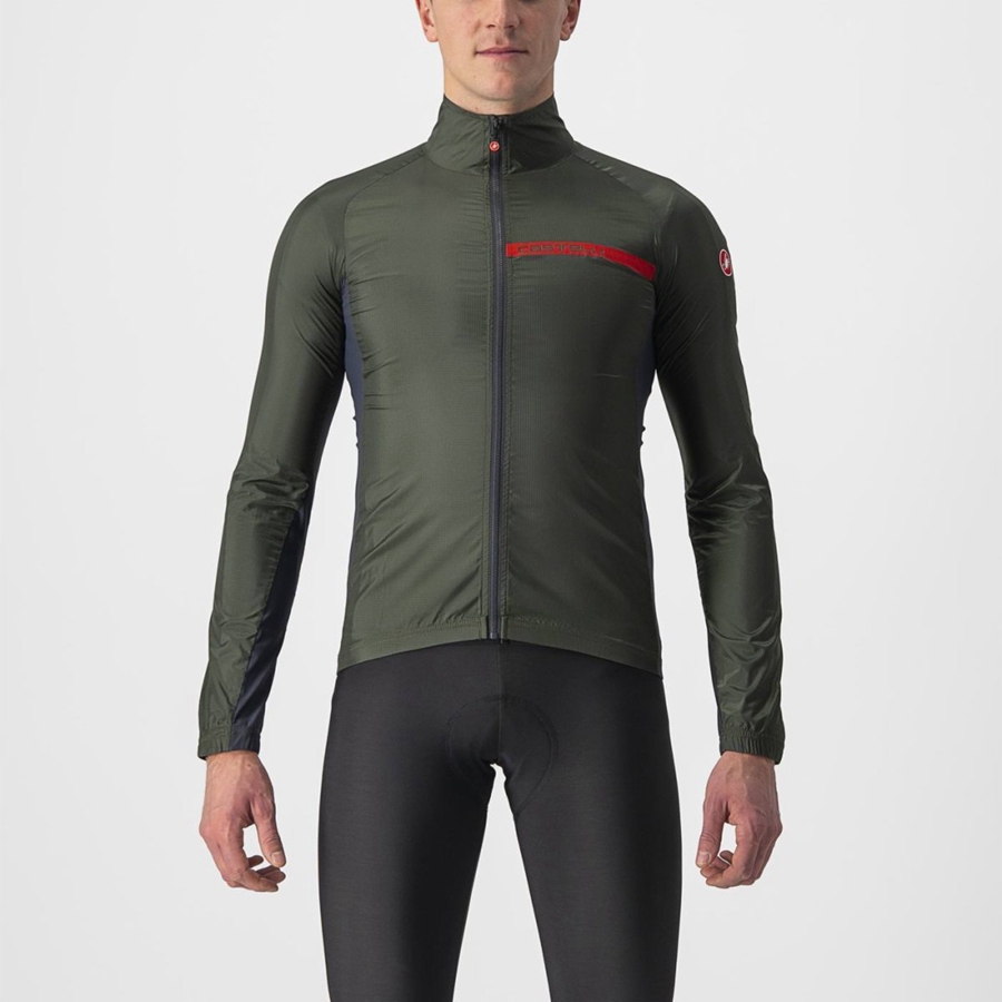 Men Castelli SQUADRA STRETCH Protection Green / Dark Grey | MPA-720519