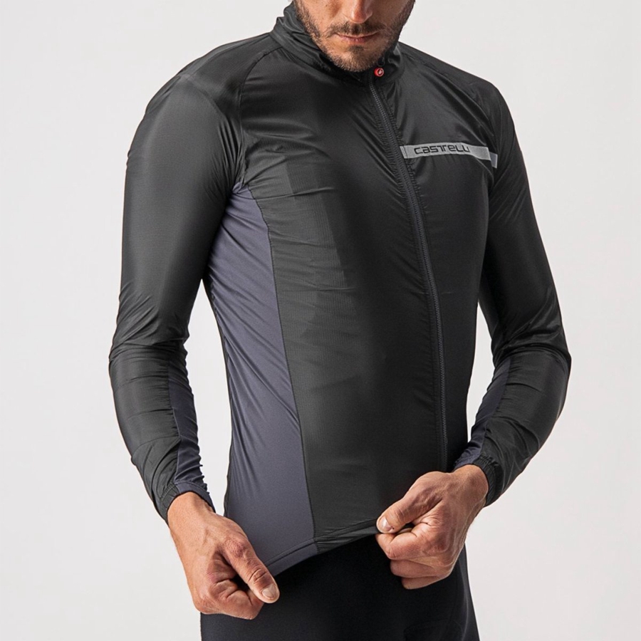 Men Castelli SQUADRA STRETCH Protection Black / Dark Grey | FKT-190247