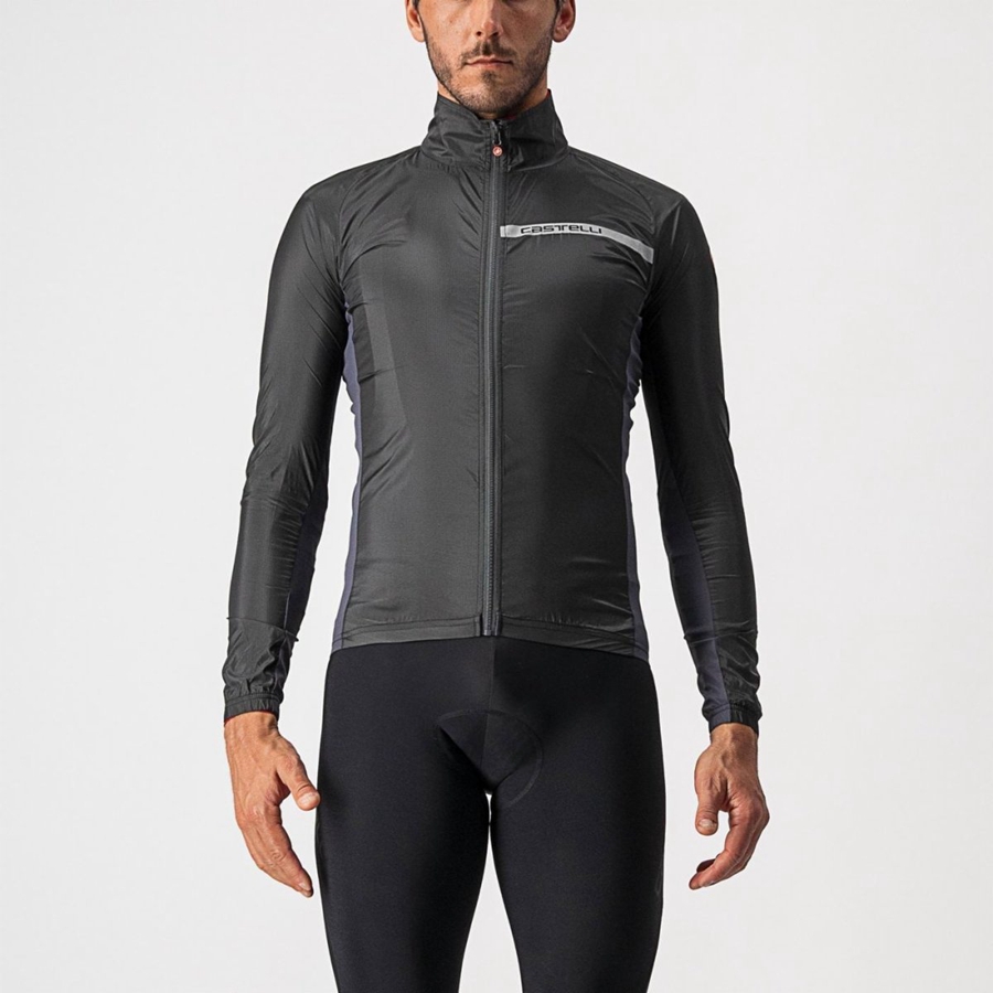 Men Castelli SQUADRA STRETCH Protection Black / Dark Grey | FKT-190247