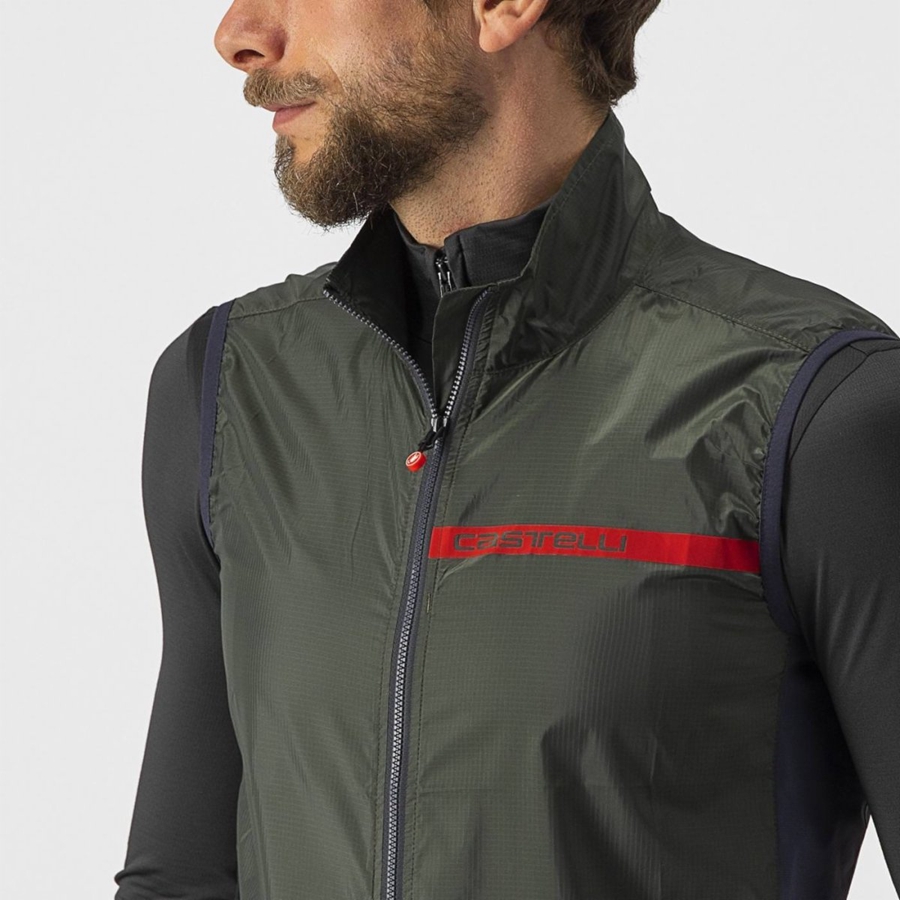 Men Castelli SQUADRA STRETCH Vest Green / Dark Grey | VBZ-709385