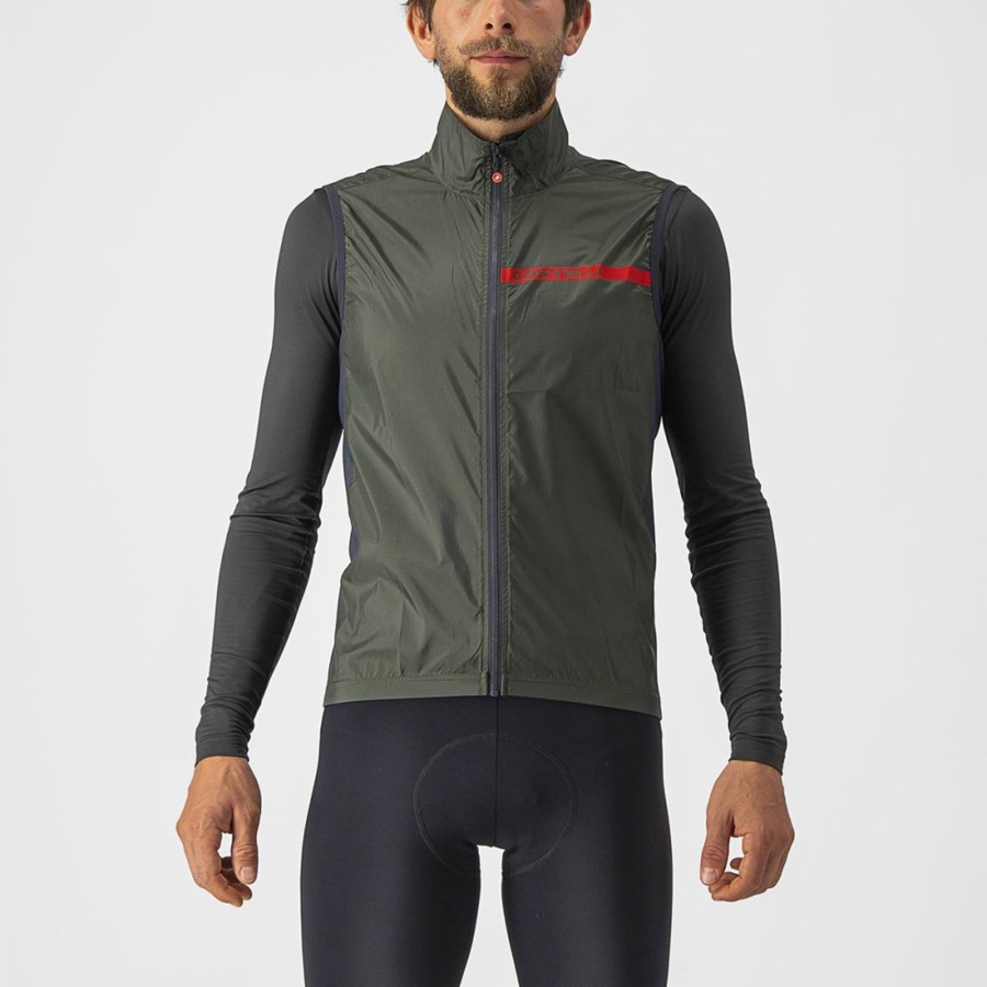 Men Castelli SQUADRA STRETCH Vest Green / Dark Grey | VBZ-709385