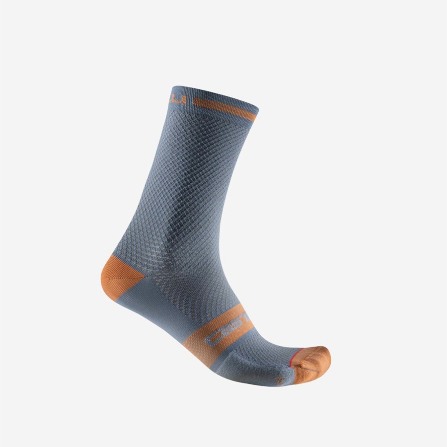 Men Castelli SUPERLEGGERA T 18 Socks Light Grey Blue / Brown | YIO-352946