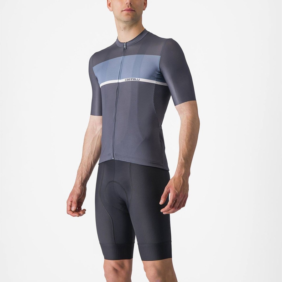 Men Castelli TRADIZIONE Jersey Blue / Light Grey Blue | YEH-382967