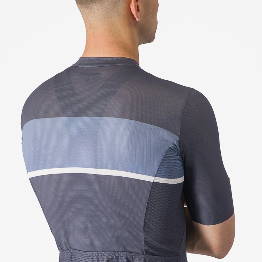 Men Castelli TRADIZIONE Jersey Blue / Light Grey Blue | YEH-382967