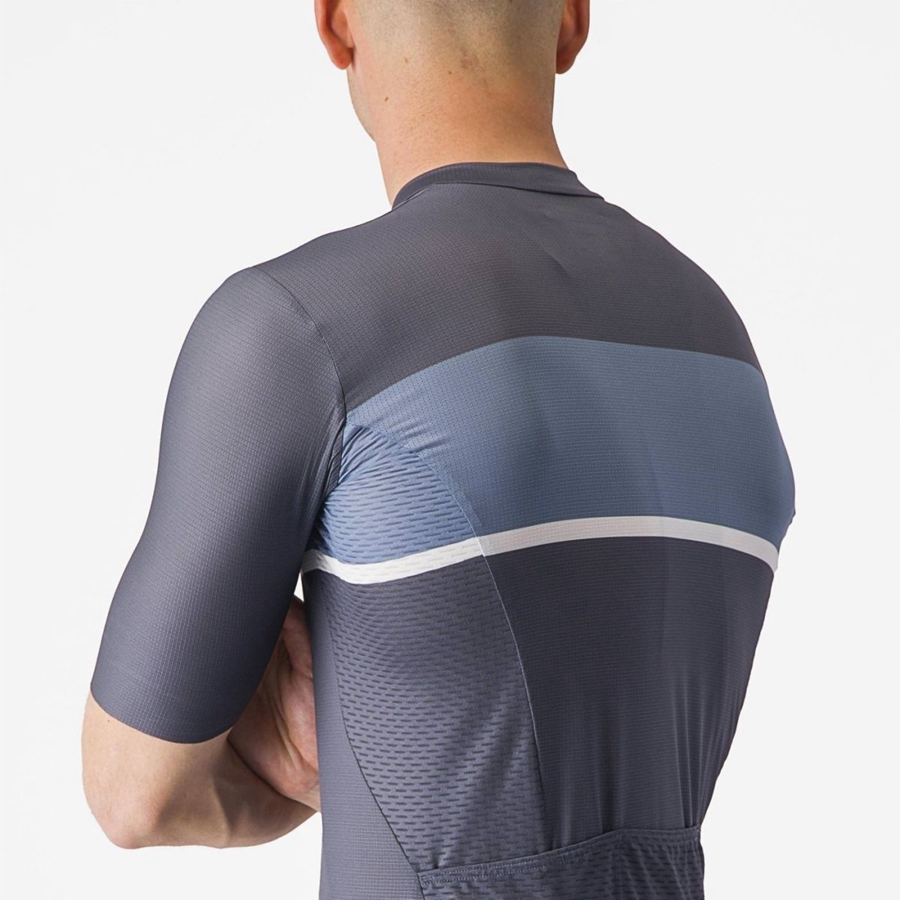 Men Castelli TRADIZIONE Jersey Blue / Light Grey Blue | YEH-382967