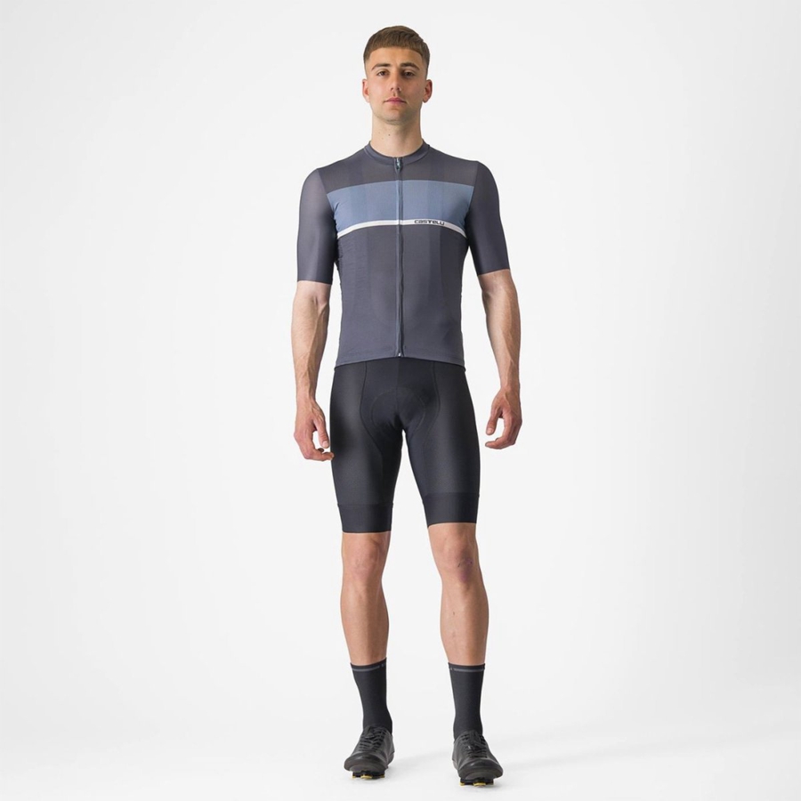 Men Castelli TRADIZIONE Jersey Blue / Light Grey Blue | YEH-382967