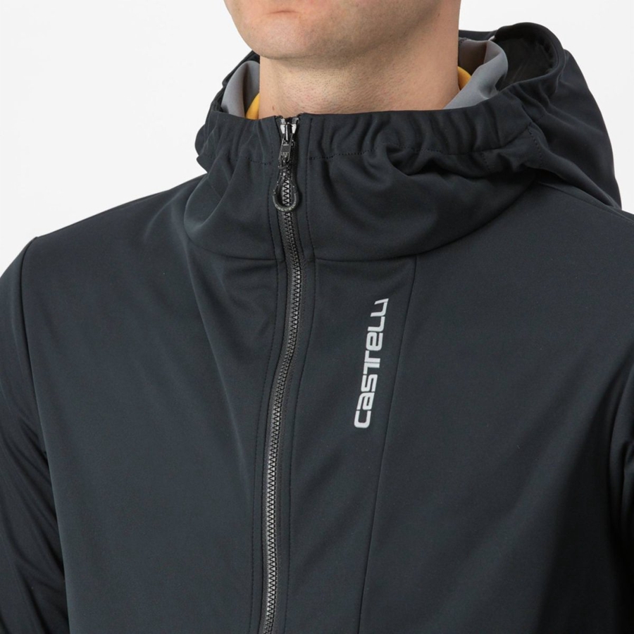 Men Castelli TRAIL HOODIE Jackets Black | IZR-462091