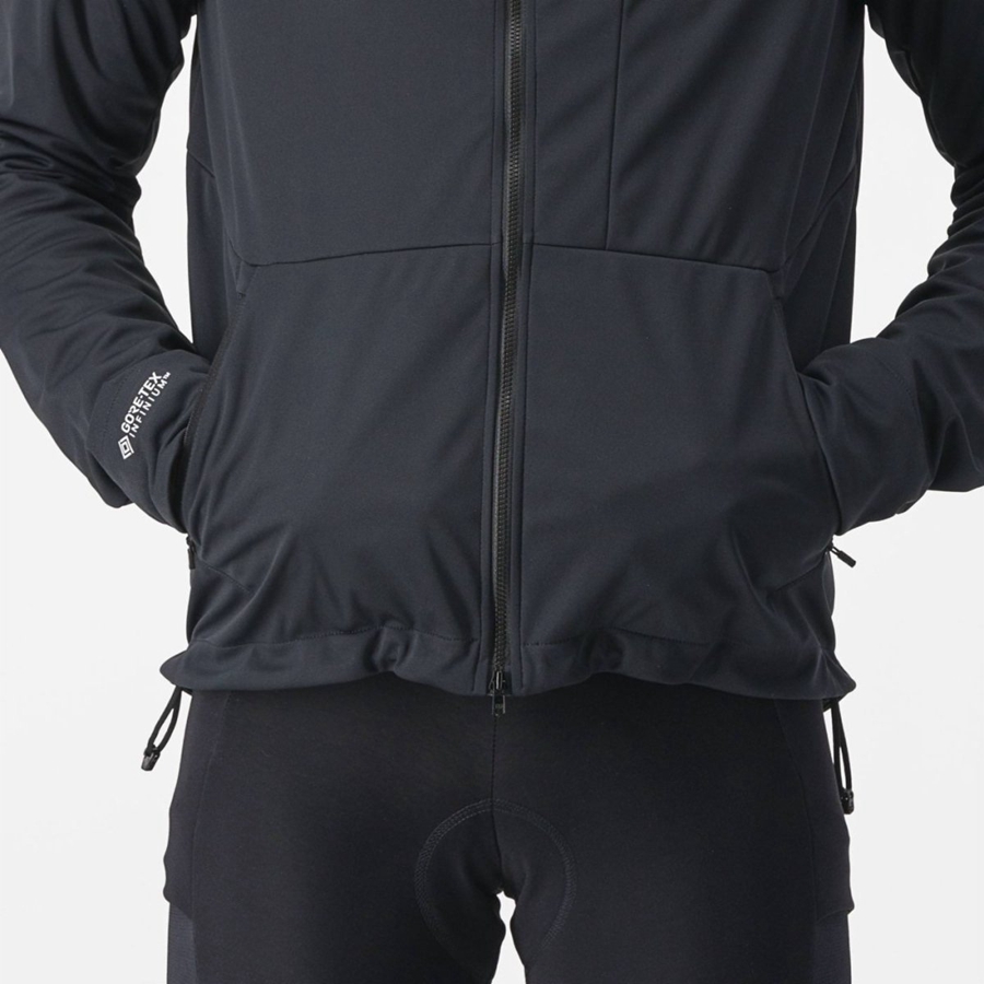 Men Castelli TRAIL HOODIE Jackets Black | IZR-462091