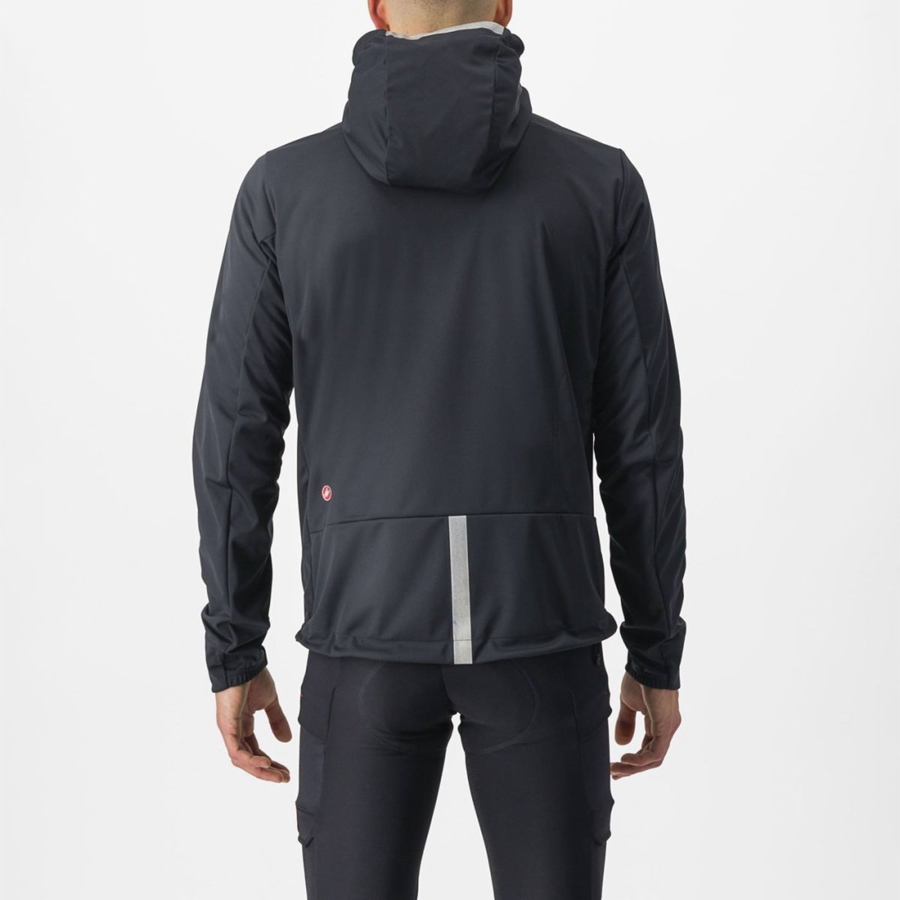 Men Castelli TRAIL HOODIE Jackets Black | IZR-462091