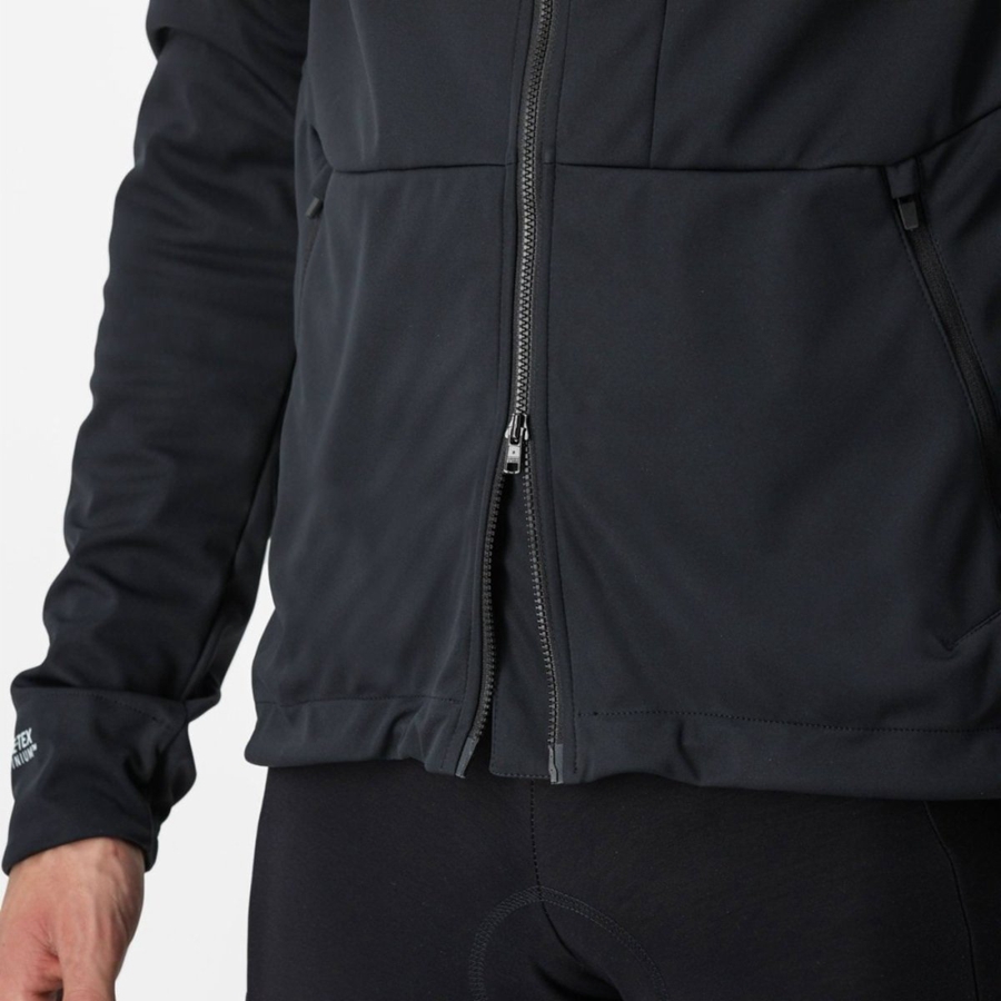 Men Castelli TRAIL HOODIE Jackets Black | IZR-462091