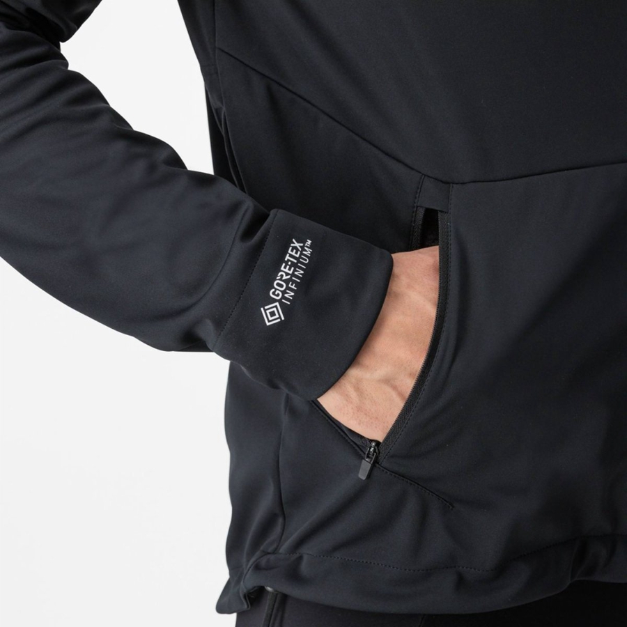 Men Castelli TRAIL HOODIE Jackets Black | IZR-462091