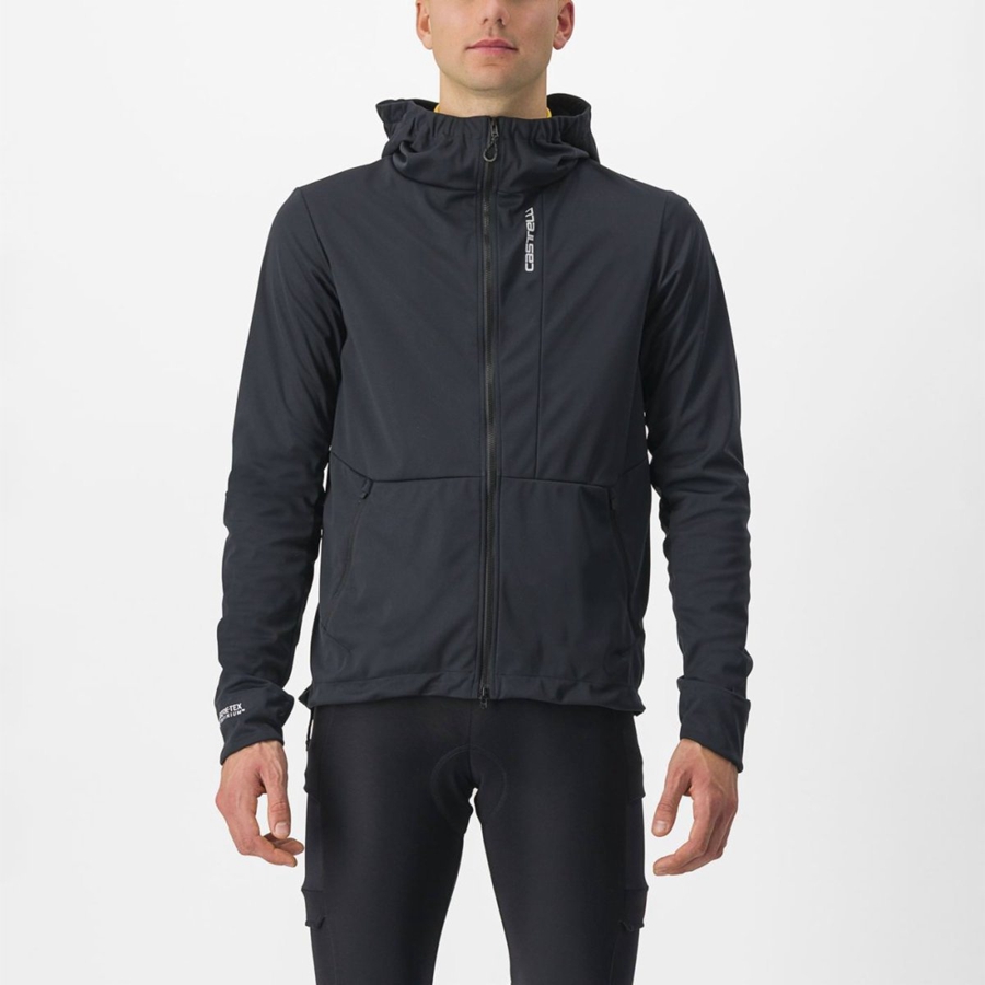 Men Castelli TRAIL HOODIE Jackets Black | IZR-462091