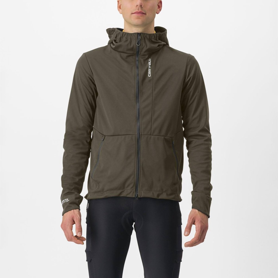 Men Castelli TRAIL HOODIE Jackets Green | PYK-089137