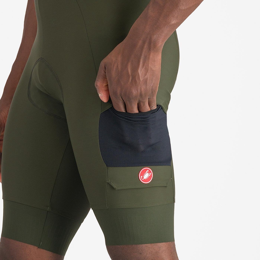 Men Castelli UNLIMITED CARGO Bib Shorts Deep Green | KBC-798143