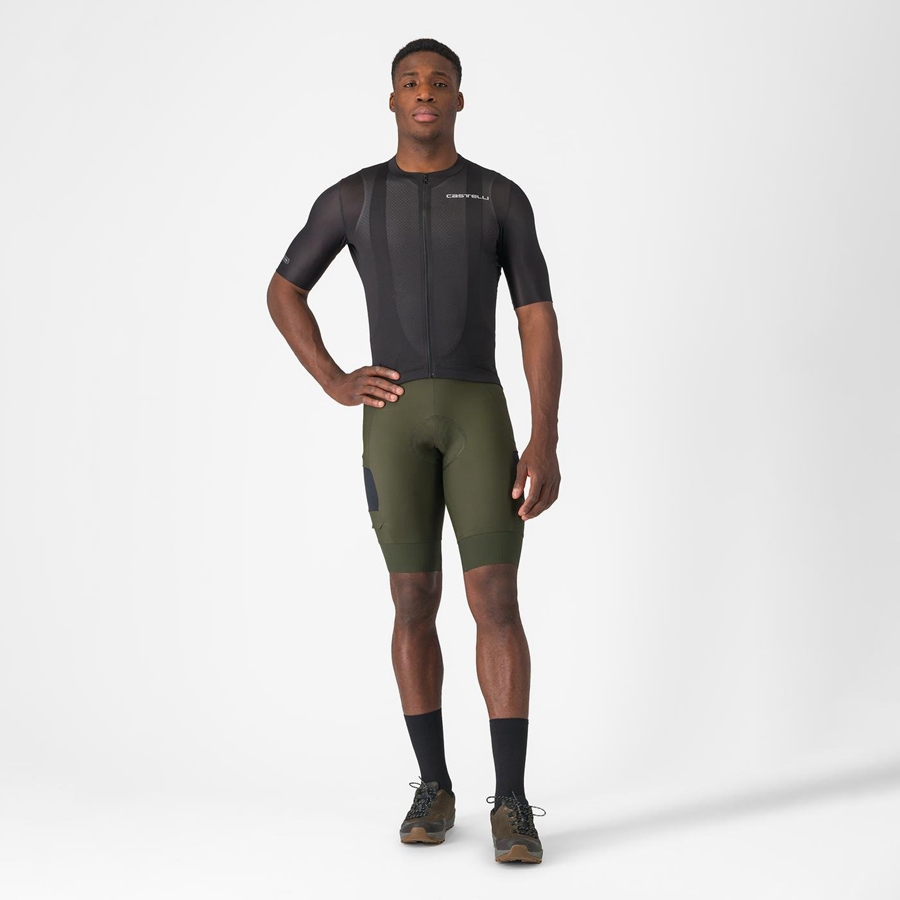 Men Castelli UNLIMITED CARGO Bib Shorts Deep Green | KBC-798143