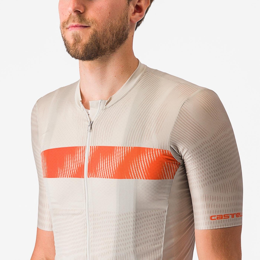 Men Castelli UNLIMITED ENDURANCE Jersey Silver / Orange Red | HYZ-754982