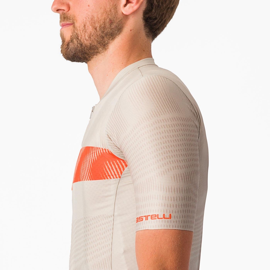 Men Castelli UNLIMITED ENDURANCE Jersey Silver / Orange Red | HYZ-754982